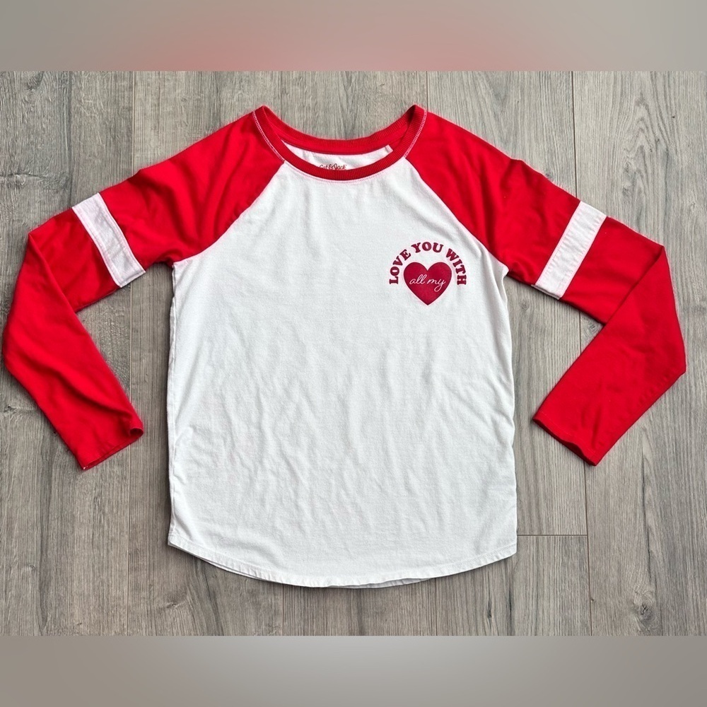 XL 14/16 cat & Jack target Valentine’s Day long sleeve tee shirt top love heart - Picture 4 of 4